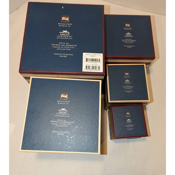 Warren Kimble COLONIAL FLAG Nesting Stacked Boxes Set of 5 Amcal - Picture 7 of 9